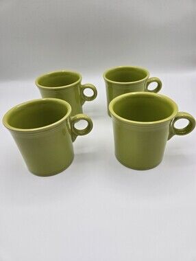 Fiestaware HLC Set Of 4 Green Lemongrass Circle Ring Handle Mugs 10oz USA